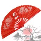 Leque Dragão Vermelho Dança Kung Fu Cosplay Chinês Show
