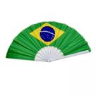 Leque grande estampa do brasil dobrável bandeira brasileira para festas eventos torcida e decoração