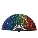 Leque grande neon estampa de bolinhas coloridas dobrável para festas baladas raves