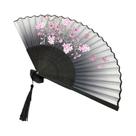 Leque Portátil Leve Vintage Floral Rosa Roxo Com Estampa De Flor De Cerejeira Para Dança Hanfu