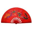 Leque Tai Chi Chuan Vermelho Fênix Dragão Colorido