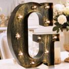Letra de iluminação decorativa G OYCBUZO Vintage Industrial 23cm