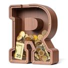 Letra de madeira R Piggy Bank summidate 23x4 cm de grande capacidade