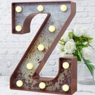 Letra LED para festas iluminada com letra Z Elnsivo Vintage Rust Style