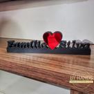 Letreiro 3d Família Com Coração Espelhado Vermelho