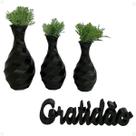 Letreiro Gratidão Palavra Decorativa e Trio Vasos Jarro Provençal