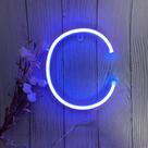 Letreiro LED de néon azul ENUOLI, luz de parede 15x23x2 cm