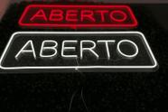 Letreiro LED Neon "ABERTO" Vermelho ou Branco Frio 64x24 cm