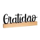 Letreiro Palavra Decorativa Gratidão Em Aço Com Base De Madeira Decoração Para Quarto Sala Cozinha Presente Adorno Enfeite Palavra Positiva