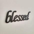 Letreiro Parede 'blessed' Preto Mdf Texturizado 37cm