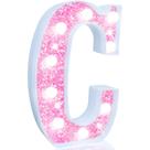 Letrero Luminoso de Letras LED Pooqla en Rosa con Purpurina a Batería