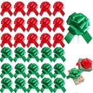 LHMTFCYY, 32 peças, laços de puxar de 15 cm, embrulho de presente vermelho e verde