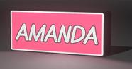 Lightbox LED Decorativa para Quarto Personalizada com Nome AMANDA Cor, Rosa/Branco 127V