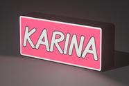 Lightbox LED Decorativa para Quarto Personalizada com Nome KARINA Cor, Rosa/Branco 127V