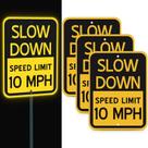 Limite de velocidade do sinal de trânsito Pelopy Slow Down 10 MPH x 30 cm
