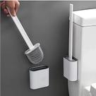 Limpador Escova Vaso Sanitário Cerdas em Silicone Flexível Escovinha de Privada com Suporte Fixação Adesivado Vassourinha de Limpeza de Banheiro