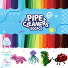 Limpadores de cachimbo de chenille, 1200 unidades, 24 cores variadas para artesanato