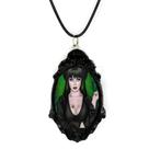 Lindo colar pingente moldura arte elvira em resina