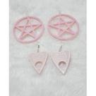 Lindo conjunto com dois pares de brincos misticos únicos Pentagrama e ouija rosa candy