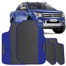 LINDO JOGO TAPETE 4 PEÇAS CARRO AUTOMOTIVO NA COR AZUL Ford Ranger 2015 A 2020 Cabine Dupla TODOS E