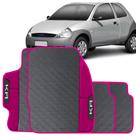 Lindo jogo tapete 4 peças carro automotivo na cor rosa ford ka 1996 a 2007 todos emborracahdo ecolo