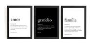 Lindo Kit 3 Quadros Decoração Amor Gratidão Familia Lindo Kit 3 Quadros Decoração Amor Gratidão Familia