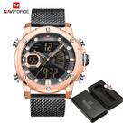 Lindo Naviforce relógios luxo quartzo aço cinta à prova dágua relógio pulso digital
