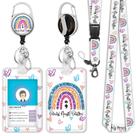 Lindos cordões arco-íris para crachás de identificação, bobina de crachá Mental Health Matters, resistente com mosquetão, porta-crachá moderno com cordão separável, presentes de Natal para professores e enfermeiras