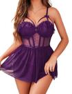 Lingerie Avidlove Mesh Chemise, pijamas, renda, roxa, média