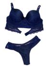 Lingerie Bojo Renda Azul Marinho GG