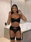 Lingerie Com Bojo Sensual Sexy Com Cinta Liga Renda Calcinha fio