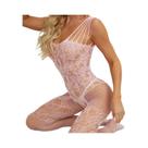 Lingerie De Uma Peça Com Estampa Floral Roxa, Sem Entrepernas, Meia-calça Sexy De Rede Alta Com