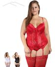 Lingerie Espartilho Plus Size Completo Com Meia 7/8 e Abertura em Zíper - Fitmoda