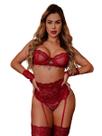 Lingerie Feminina Conjunto Renda Luvas Completa Noite Especial