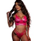 Lingerie Feminina Rosa Bojo Renda Conjunto Confortável Tecido Brilhoso Luxo Elegante