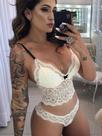Lingerie ketty em renda calcinha semi fio sutiã sem bojo cor - off white tamanho gg