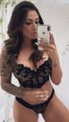 Lingerie lua preta - calcinha semi fio e sutiã com bojo