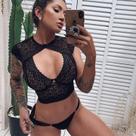 Lingerie luana preta - calcinha semi fio e sutiã com aro