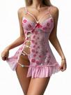 Lingerie Myilewjt Lace Babydoll Chemise rosa XXL