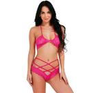 Lingerie Renda Pink Conjunto Sexy Cropped Strappy