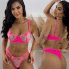 Lingerie Rendada Luxo Tule Bordado Coração Romântica Sexy