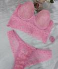 Lingerie Rosa de renda formato de coração
