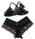 Lingerie sem bojo Preto/Dourado M
