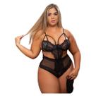 Lingerie Sexy Body com Aro em Renda Tapa Olho Plus Size