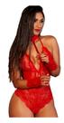 Lingerie Sexy Body em renda com luvas e acessório do pescoço Jennifer