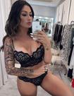 Lingerie teodora preta - calcinha semi fio e sutiã com bojo