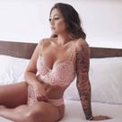 Lingerie teodora rosê - calcinha semi fio e sutiã com bojo