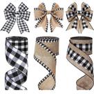 Linho de Natal Ribbon LANMANUO Buffalo Plaid 3 rolos de 16,5 m