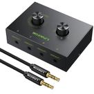 Link de comutação de áudio para estéreo de 4 portas de 3,5 mm com controle de volume