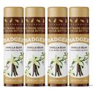 Lip Balm Badger Vanilla Bean, manteiga de cacau 100% orgânica, pacote com 4 unidades